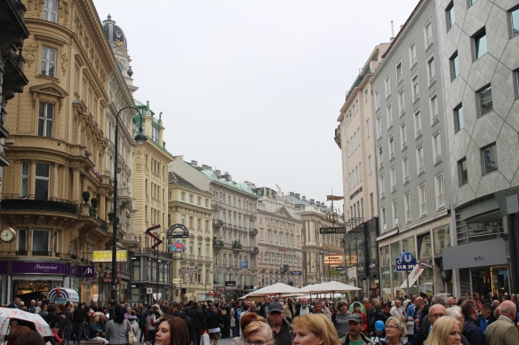 Crowded streets in Vienna on the way to St. Stephan's Cathedral.  